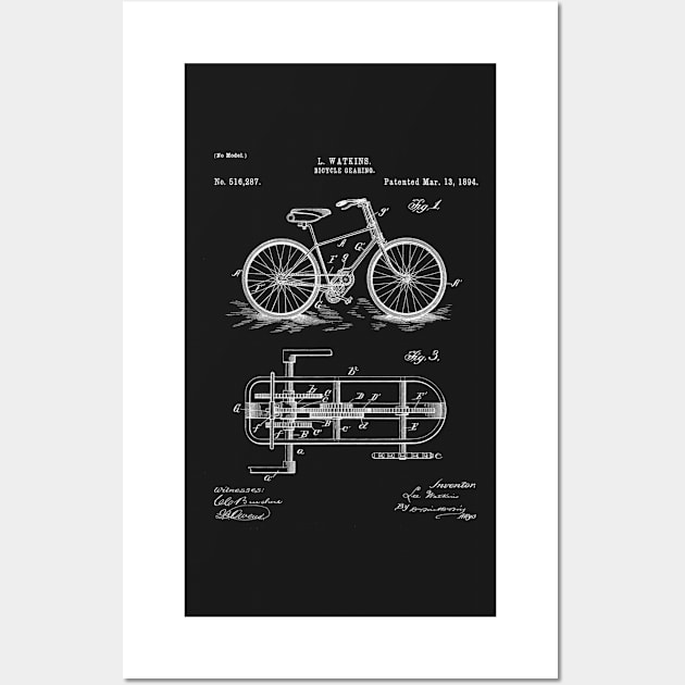 Bike Patent - Bicycle Art - Black Chalkboard Wall Art by patentpress